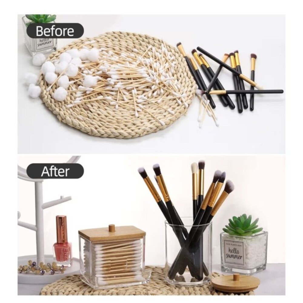 3 Pack Q-Tips Dispenser Bathroom Container Cotton Ball Holder Jar Organizer - Picture 5 of 6